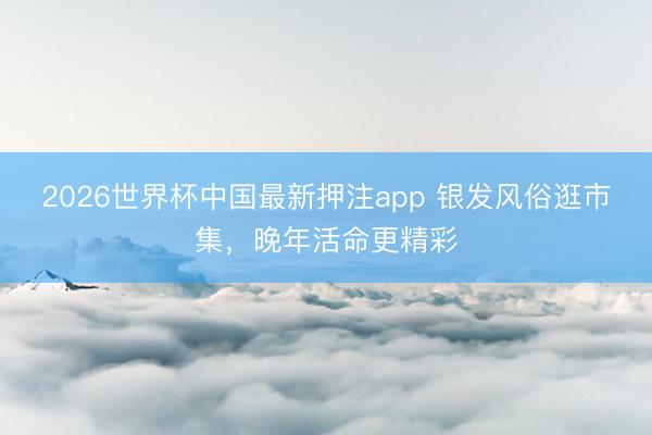 2026世界杯中国最新押注app 银发风俗逛市集，晚年活命更精彩
