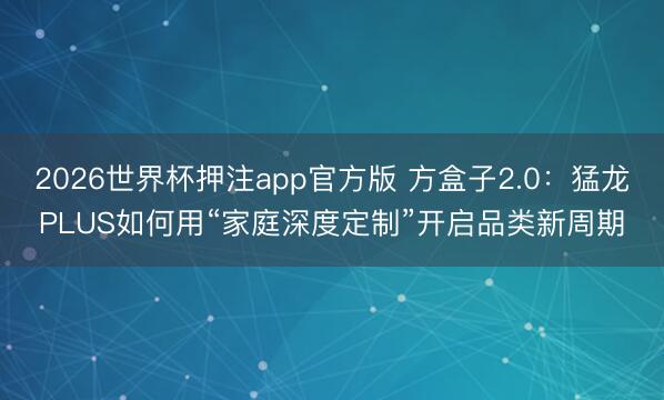 2026世界杯押注app官方版 方盒子2.0：猛龙PLUS如何用“家庭深度定制”开启品类新周期