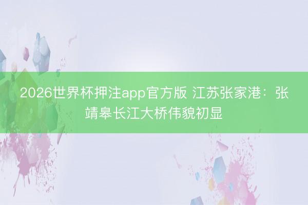 2026世界杯押注app官方版 江苏张家港：张靖皋长江大桥伟貌初显