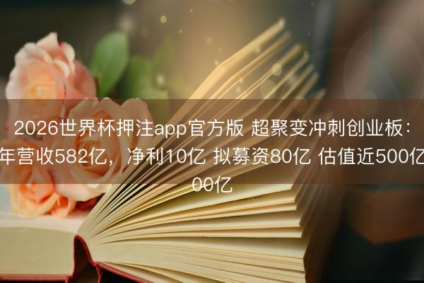 2026世界杯押注app官方版 超聚变冲刺创业板：年营收582亿，净利10亿 拟募资80亿 估值近500亿