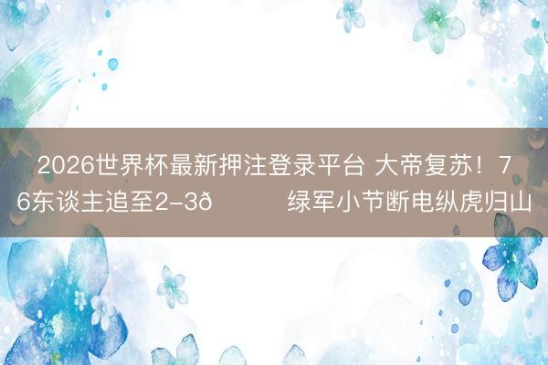 2026世界杯最新押注登录平台 大帝复苏！76东谈主追至2-3🍔绿军小节断电纵虎归山
