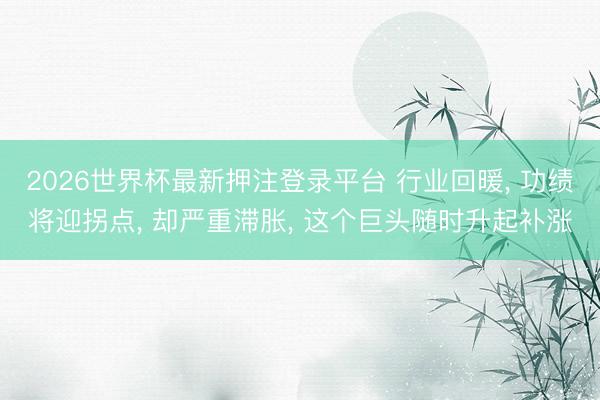 2026世界杯最新押注登录平台 行业回暖， 功绩将迎拐点， 却严重滞胀， 这个巨头随时升起补涨