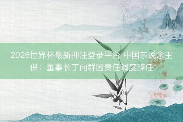 2026世界杯最新押注登录平台 中国东说念主保：董事长丁向群因责任调度辞任