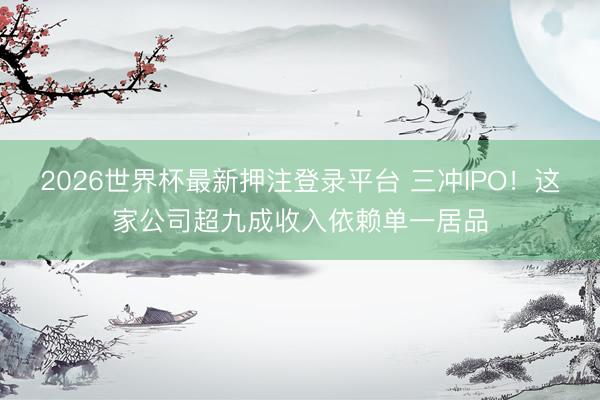 2026世界杯最新押注登录平台 三冲IPO！这家公司超九成收入依赖单一居品