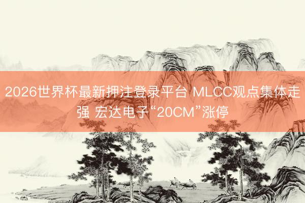2026世界杯最新押注登录平台 MLCC观点集体走强 宏达电子“20CM”涨停