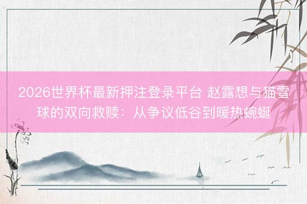 2026世界杯最新押注登录平台 赵露想与猫雪球的双向救赎：从争议低谷到暖热蜿蜒