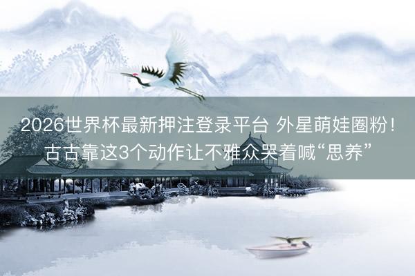 2026世界杯最新押注登录平台 外星萌娃圈粉！古古靠这3个动作让不雅众哭着喊“思养”