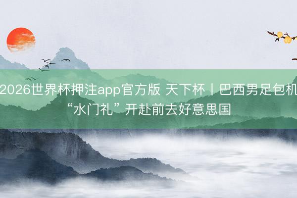 2026世界杯押注app官方版 天下杯丨巴西男足包机“水门礼” 开赴前去好意思国