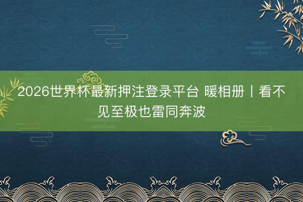 2026世界杯最新押注登录平台 暖相册丨看不见至极也雷同奔波