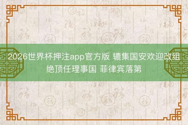 2026世界杯押注app官方版 辘集国安欢迎改组绝顶任理事国 菲律宾落第
