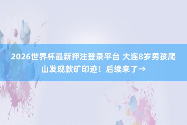 2026世界杯最新押注登录平台 大连8岁男孩爬山发现款矿印迹！后续来了→