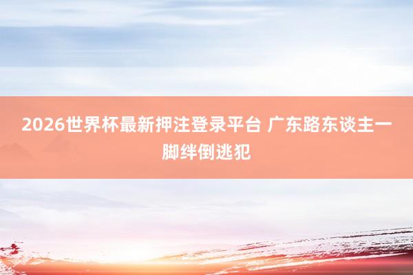 2026世界杯最新押注登录平台 广东路东谈主一脚绊倒逃犯