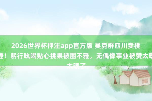 2026世界杯押注app官方版 吴克群四川卖桃实锤！躬行吆喝贴心挑果被围不雅，无偶像事业被赞太暖了